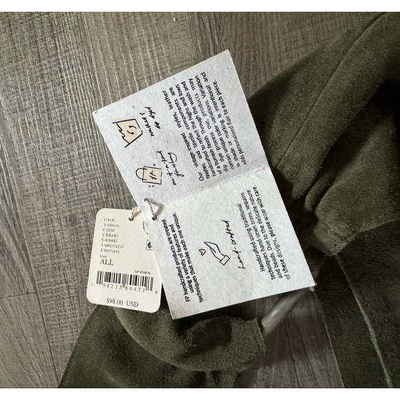 Free People Bobbi Slouch Suede Tote NWT Khaki Green Suede Oversized - Picture 7 of 7